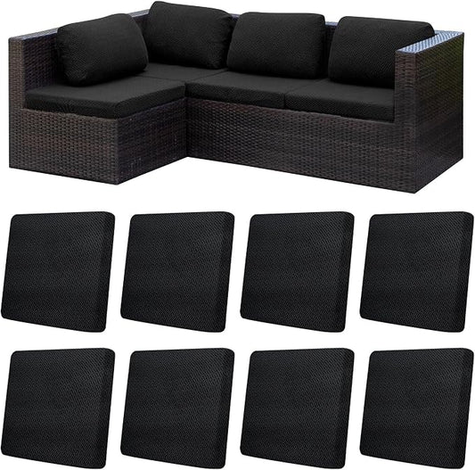8Pcs Patio Cushion Covers,Outdoor Cushions Covers,Stretch Cushion Covers Replacement, Washable and Reusable Furniture Protectors(Black)