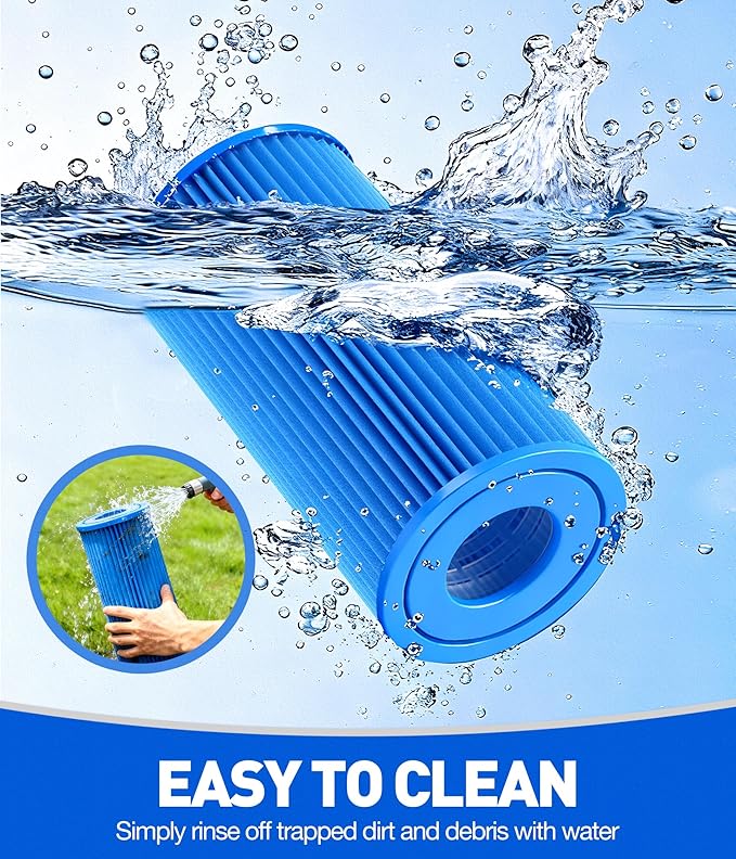 KimPump 4 Pack Type A/C Pool Filter Cartridges, Cartridge Filter Compatible with 1000GPH Above Ground Pool Pumps | Reusable & Easy to Clean | Premium Thickened Material for Highly Efficient Filtration