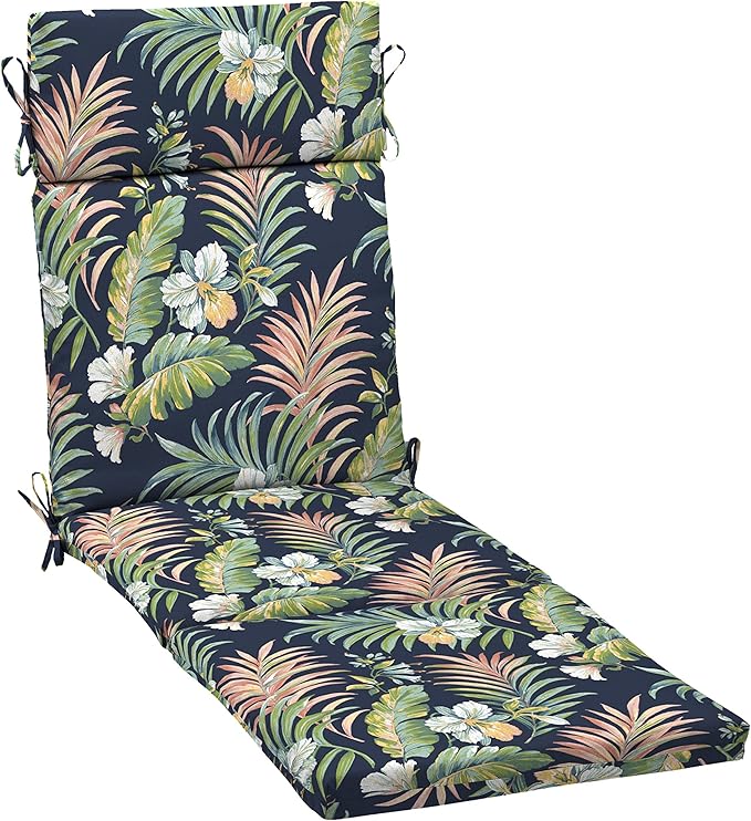 Arden Outdoor Chaise Cushion, 21 in x 72 in, Weather-Proof, Rain-Proof, Fade Resistant Patio Cushion for Chaise Lounger Simone Blue Tropical