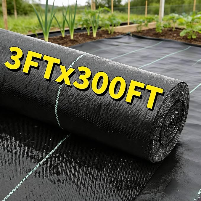 AMAGABELI GARDEN & HOME 3ft x 300ft Weed Barrier Landscape Fabric 3.2oz Plastic Garden Cloth Heavy Duty Weed Control Blocker Mat Gardening Ground Cover Woven Geotextile Fabric Driveway Underlayment