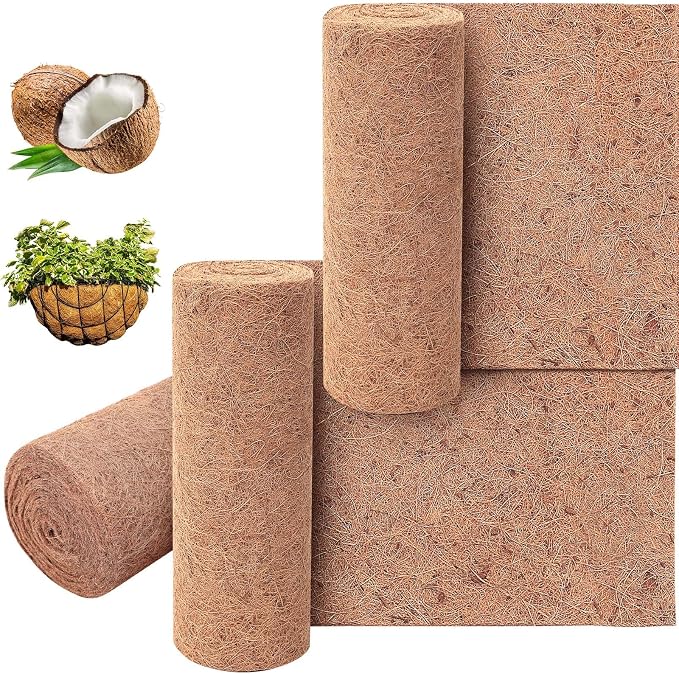 Jetec Coconut Liners for Planters, 16 x 360 Inch Natural Coco Planter Roll Liner for Hanging Basket, Reptile Carpet, Fiber Mat, Garden Decoration, Animal Pet Reptile Pad