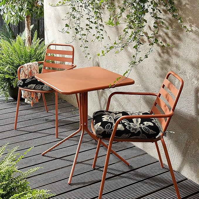 LVTXIII Outdoor/Indoor Tufted Seat Cushion, Decorative Wicker Chair Pads All Weather Seat Cushion Sets for Patio Garden Home Office Furniture, 19"x19"x4", Round Back, Pack of 2, Elegant Vines Black