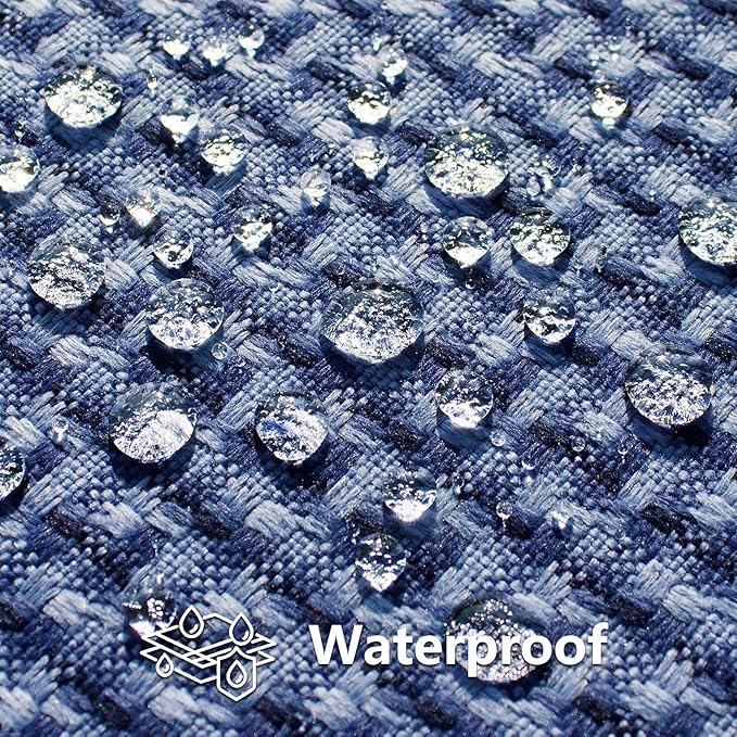 Kevin Textile Outdoor Waterproof Throw Pillow Covers Pack of 2 Weaving Texture Water Resistant Outside Decorative Cushion Covers for Garden Patio Tent Balcony Bench Couch Sofa 16x16 Inch, Navy Blue