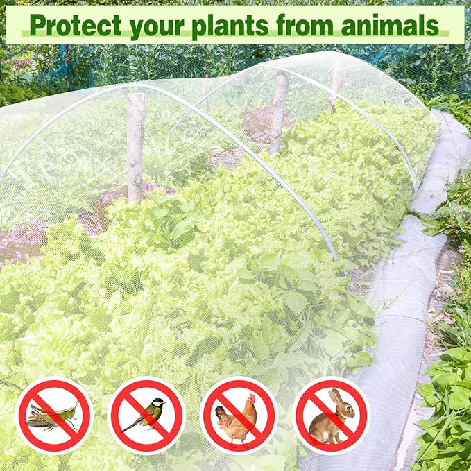 ANPHSIN Strong PP Nanocomposite Mosquito Net Garden Netting - 10 x 33ft Bird Insect Pest Mesh Barrier Screen for Patio, Balcony, Porch, Outdoor Raised Beds Protection (White)