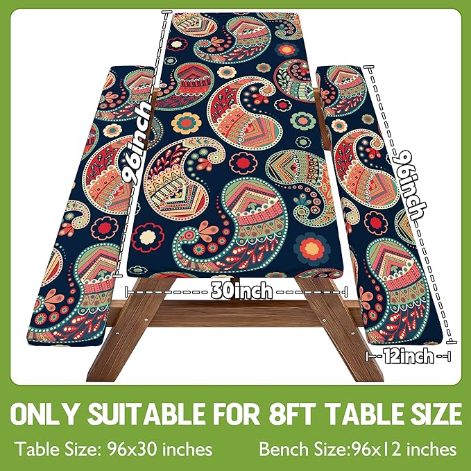 Picnic Table Cover with Bench Covers Table Cloth Tablecover Camping Essentials Camp Must Haves Camper Gear Outdoor Accessories River Water Motorhome Trailer Tent Rv Car Travel Activities Accessary Set