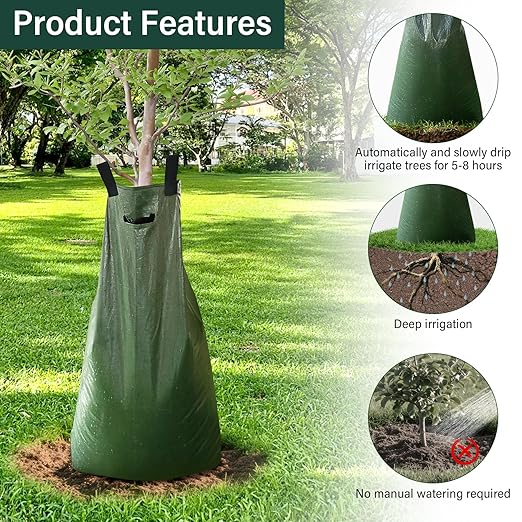 Tree Watering Bags 5 Pack, 20 Gallon Slow Release Gator Bags for Trees, Durable PVC Tree Drip Irrigation Bags with Heavy Duty Zipper, Deep Root Targeting