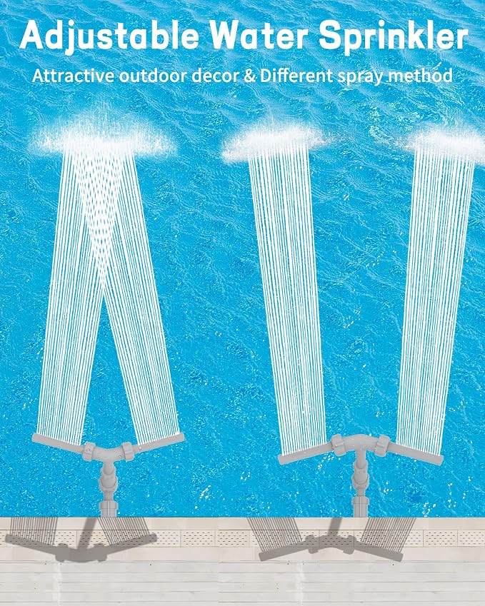 Pool Fountain for Above and In-Ground Pools - Adjustable Heigh & Dual-Sprayer Waterfall Sprinkler for Pool, Swimming Pool Spa Decoration Water Fountain, Pool Aerator Accessorie for Fun Cooling Relax