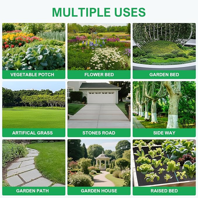 4ftx100ft Weed Barrier Landscape Fabric - 3.2oz Premium Heavy Duty Weed Block Ground Cover Mat with 40 U-Shaped Securing Pegs | Woven Geotextile Fabric for Weed Control Garden Cloth