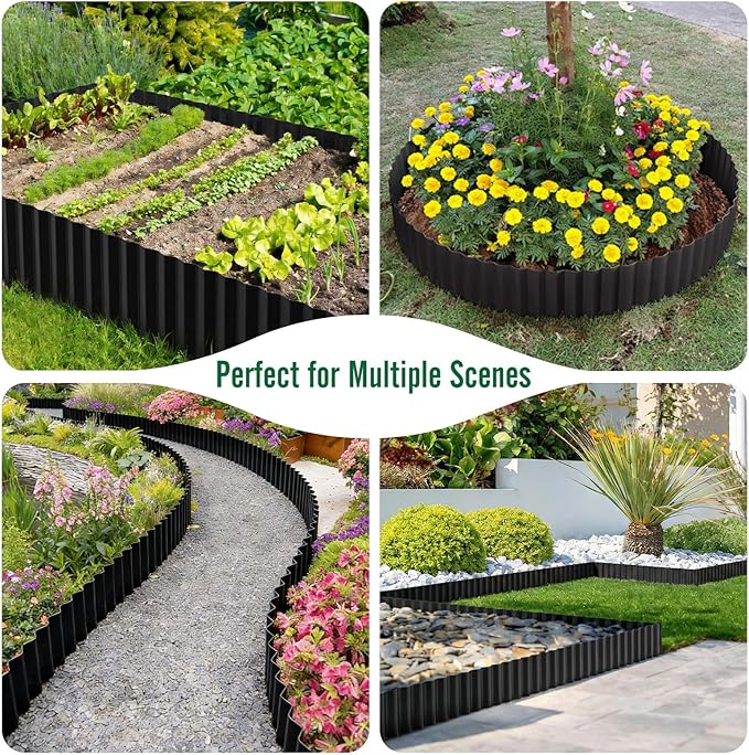 LAVEVE Corrugated Metal Garden Edging 6" x 100Ft, Landscape Edging Border for Lawn, Flower Bed, Garden Fence, Paver Edging (Black)