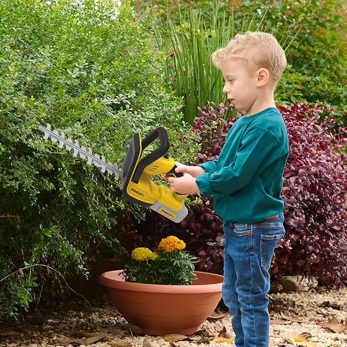 Stanley Jr Kids Hedge Trimmer - Battery Operated Toy Hedge Trimmer for Kids - Fun Pretend Play Tool for Outdoor Adventures - Safe and Realistic Design for Little Gardeners. Ages 3+