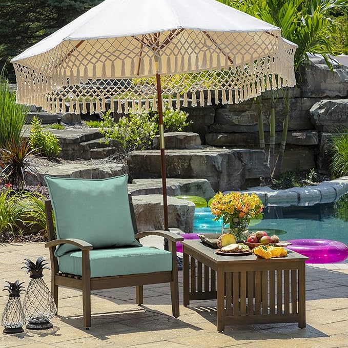 Arden Outdoor Deep Seat Cushion Set (4-Pack), 22 in x 24 in, Weather-Proof, Rain-Proof, Fade Resistant Patio Cushion for Chair, Sofa, and Couch Aqua Leala