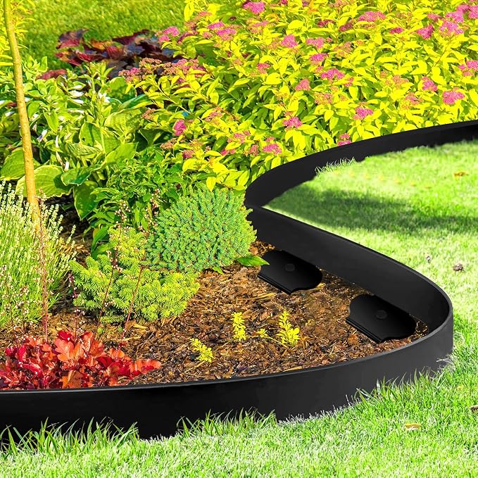 Landscape Edging - Garden Edging Border 120FT 2IN Tall with 160 Stakes, No Dig Lawn Edging for Landscaping for Garden Bed, Yard, Thickened Top Edge (0.15”) Flower Bed Border Edging for Outdoor