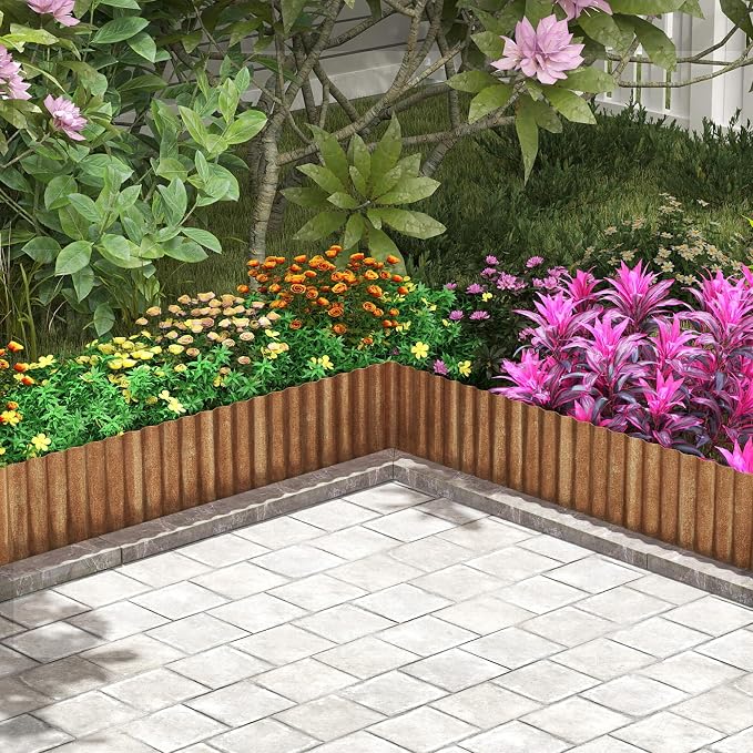 Garden Lawn Edging and Landscape Border - 8" x 20' Corrugated Metal Garden Edging, for DIY Flower Beds, Lawns & Landscaping (Real Rust)