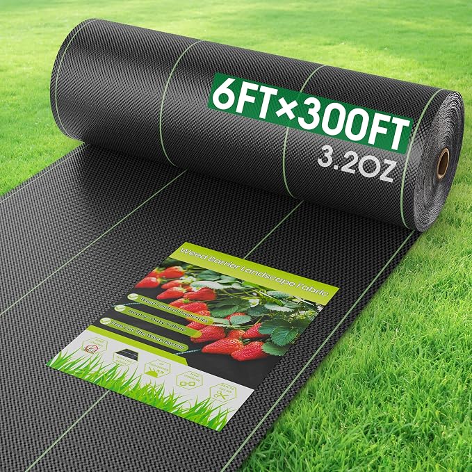3FTx300FT Weed Barrier Fabric Heavy Duty, Gardening Landscape Fabric Cover Mat, Durable Weed Control Fabric for Garden Bed Cover, Landscaping, Commercial Driveway, Underlayment Use (3x300FT-3.2OZ).