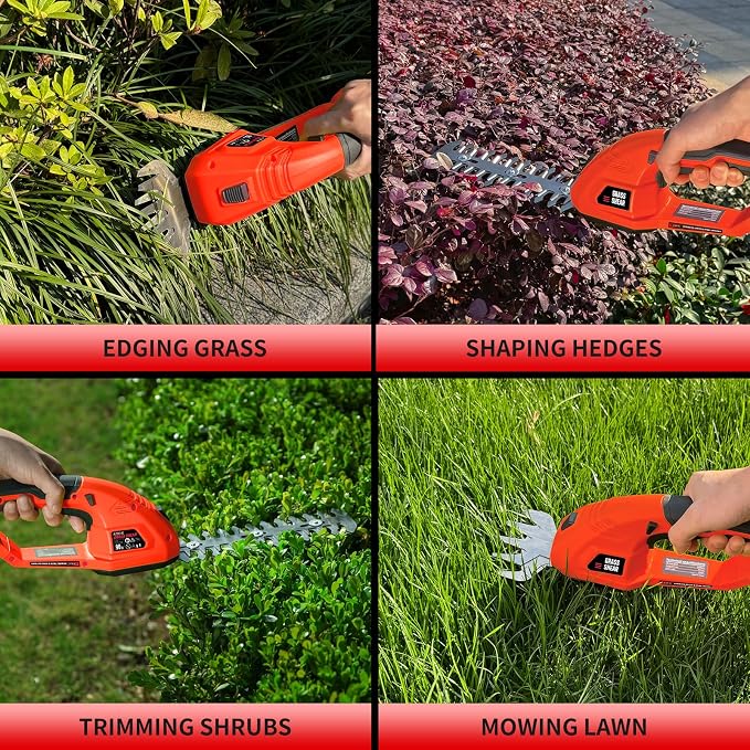 Cordless Grass Shear & Hedge Trimmer fit Milwaukee M18/18V Battery, 2 in 1 Handheld Electric Shrubbery Trimmer, Bush Trimmer for Yard & Garden, Lawn(Tool Only)