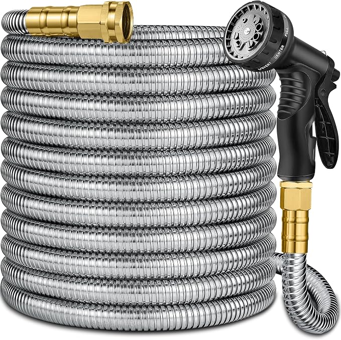 150 ft Stainless Steel Garden Hose - 2026 New Technology Metal Water Garden Hoses with 3/4" Solid Fitting - Lightweight,Ultra Flexible,Durable,Kink-Less Watering Pipes Garden Hoses For Yard, Outdoor