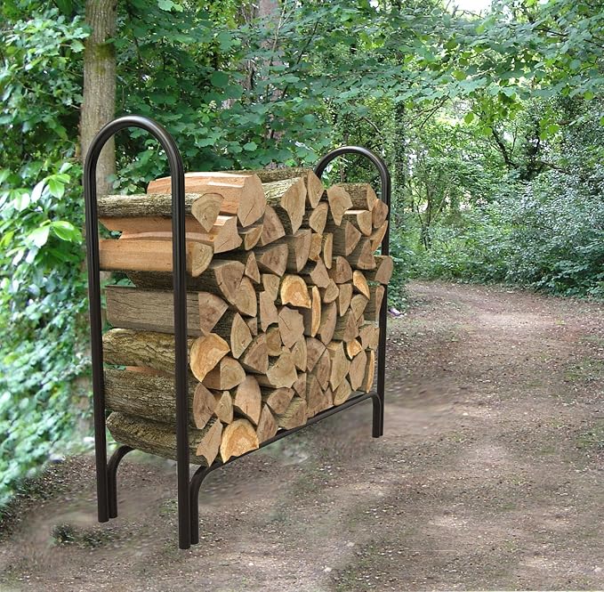 Panacea 15203 Deluxe Outdoor Log Rack, Black, 4-Feet, Log Rack Only