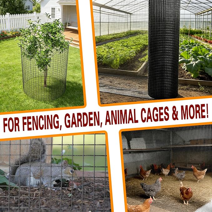 Hardware Cloth 1/2inx36inx100ft, Chicken Wire Fencing Welded Wire Mesh Vinyl PVC Coated Mesh Coop Garden Plant for Rabbit Snake Rodent Foxes Raccoons Poultry Netting Cage Farm Protection