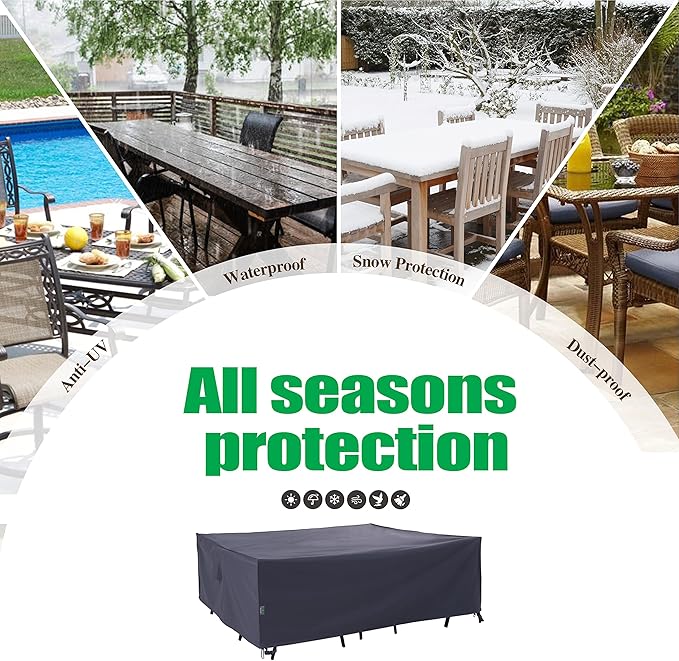 F&J Outdoors Patio Furniture Covers Waterproof UV Resistant Rip-stop Fabric Outdoor Furniture Cover, Grey, 84"Wx84"Dx27.5"H