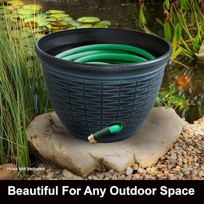 Liberty Garden 1920-N Wicker High Density Resin 100' Garden Hose Pot