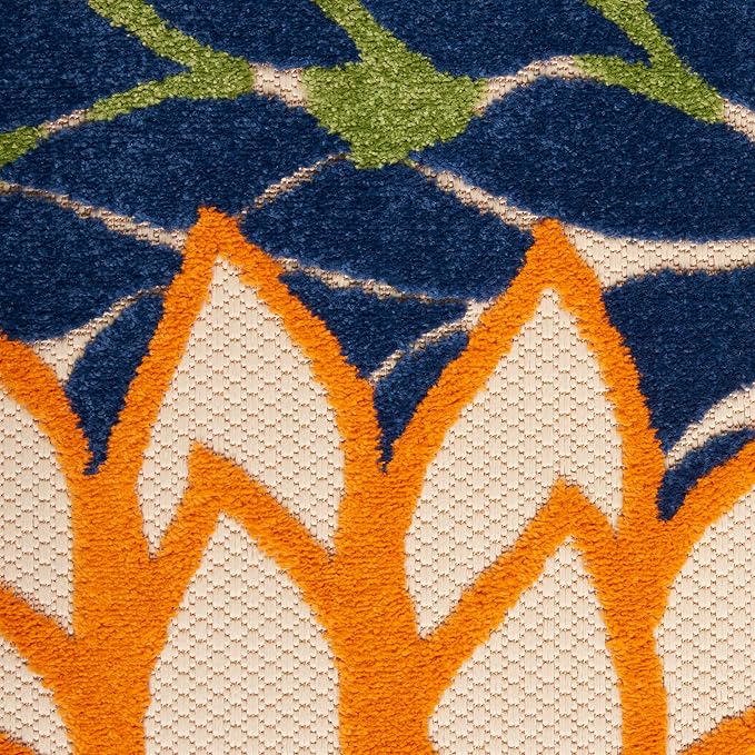 Nourison Home Aloha 108" x 144" Contemporary Fabric Indoor/Outdoor Rug with Serged Edges, for Living Room/Patio/Porch/Deck, in Multi-Color Finish