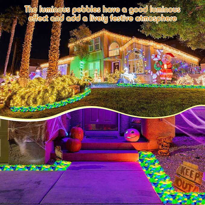 Landical 100 Pcs 1.8 Inch Large Glow in The Dark Rocks Pebbles Outdoor Fish Tank Rocks Aquarium Gravel Luminous Stones for Walkway Succulent Plant Halloween Decor (Multicolor)