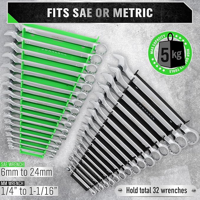 SWANLAKE GARDEN TOOLS Bundled Products-2 Items: 2-Piece Magnetic Wrench Organizer Set & 18-Piece Socket Organizer Set