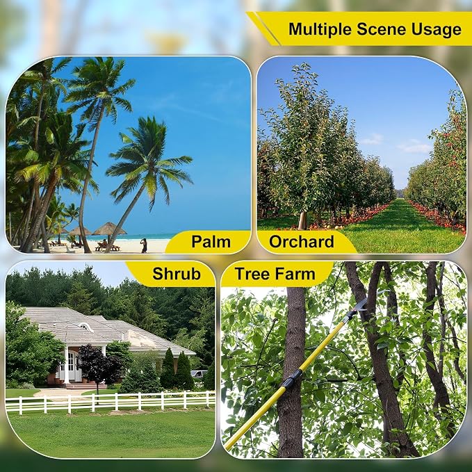 Pole Saws for Tree Trimming, 7.3-30FT Tree Saw with Adjustable Length, Tree Trimmers Long Handle Pruner for Pruning Palms and Branches, Manual Pole Saw with Sharp Steel Blade and Scissors