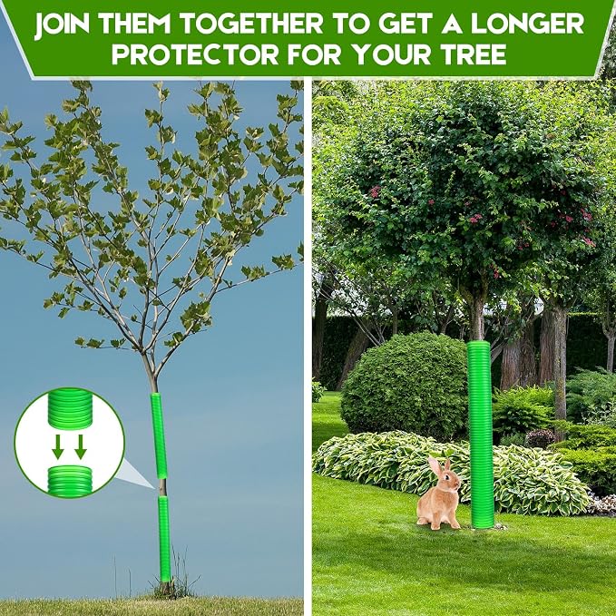 Menkxi 20 Pcs Corrugated Tree Guards Tubes Plastic Saplings Tree Trunk Protectors Wraps to Protect Bark from Deer, Sapling from Rodents, Mowers, Animals (15.7 x 2)