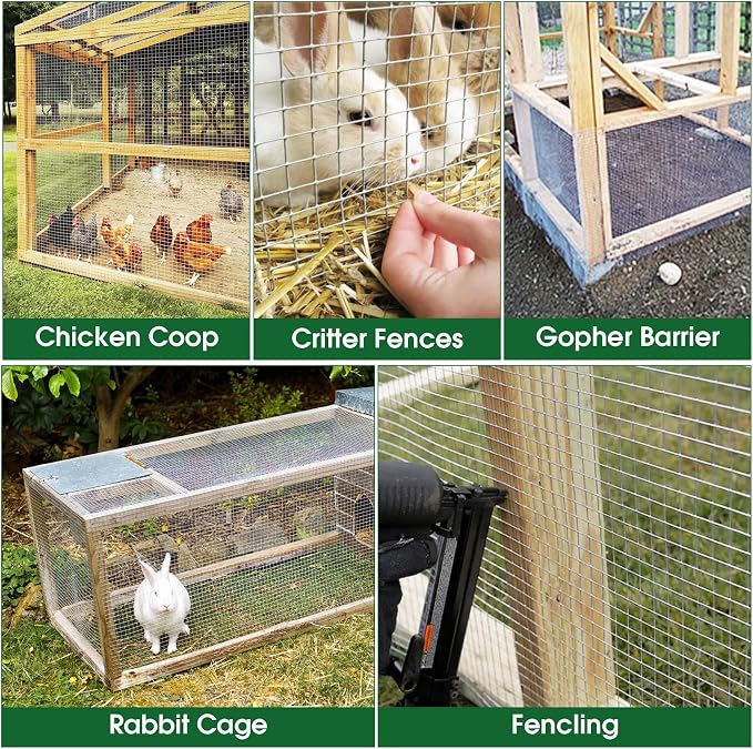 HOPERAN Hardware Cloth 1/2 Inch 36 x 50 ft - 19 Gauge Chicken Wire Fencing Mesh, Hot Dipped Galvanized After Welding, Wire Fence Rolls for Garden Fencing, Gopher Wire Rabbit Wire Poultry Netting