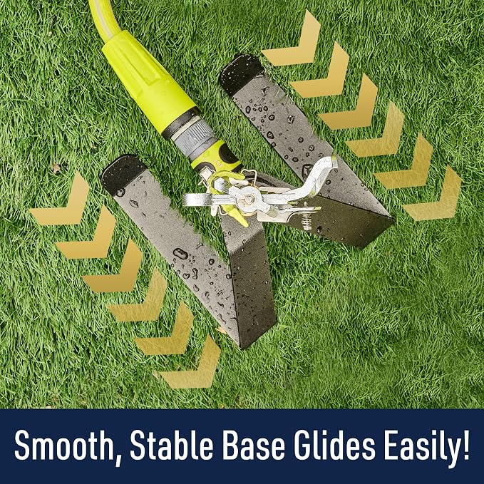 Impact Sprinklers for Yard, Garden, and Large Areas - Rotating Pulsating Lawn Sprinkler with Adjustable 360 Degree Rotating Head and Heavy Duty Steel Sled Base by Kings County Tools