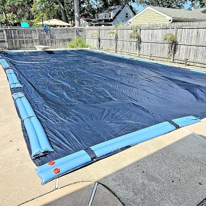 Winter Block Inground Pool Winter Cover, Fits 15’ x 24’ Rectangle, Solid Blue – Superior Strength & Durability, Treated for UV Protection, WC1524RE, 15' X 24'