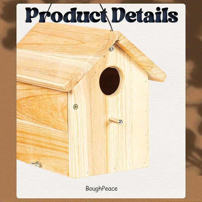 Wooden Bird Houses for Outside Hanging Birdhouses Nest Bluebird House for Cardinals Finch Wren Swallow for Garden Viewing 3