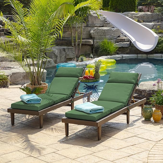 Arden Outdoor Chaise Lounge Cushion, 22 x 77, Rain-Proof, Fade Resistant Bright Moss Green Leala