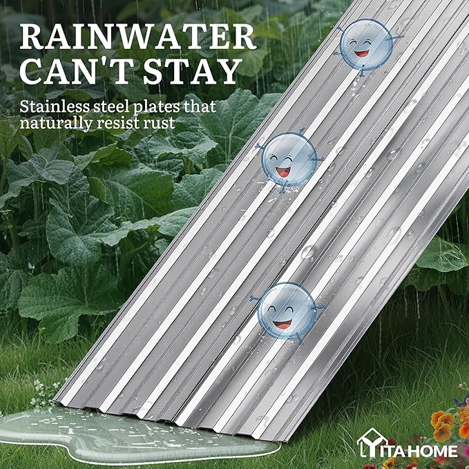 YITAHOME 6x3x2 ft Galvanized Raised Garden Bed Kit, Large Metal Planter Box with Gloves & Support Rod, Outdoor Flower Bed for Plants Vegetables, Silver