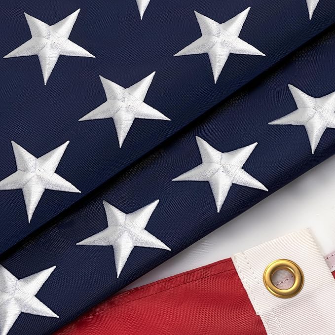 American Flag 3x5 Ft for Outside, Heavy Duty Nylon US Flag, TearProof and WaterProof Super Tough Series, High Wind All Weather USA Flag with Embroidered Stars, Sewn Stripes, Brass Grommets