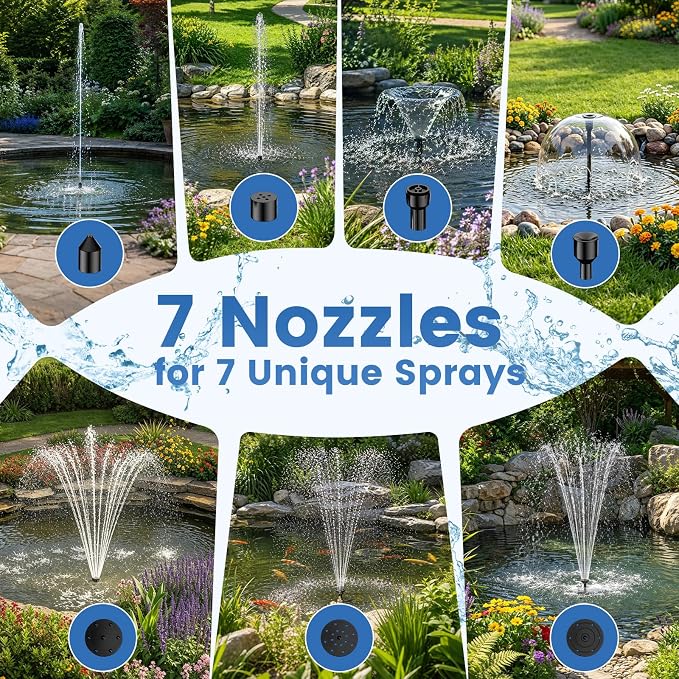 NFESOLAR 30W Solar Fountain Pump, 280GPH Solar Pond Pump with Foldable Solar Panel, Adjustable Flow Solar Water Pump with 6.6FT PVC Tubing for Outdoor Pond, Garden, Waterfall, Hydroponic, Pool