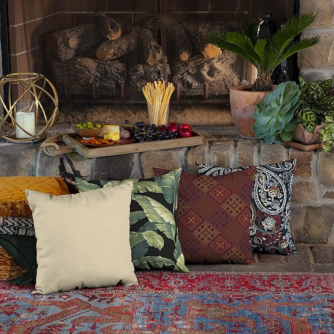 Arden Outdoor Toss Pillow, 2 Pack, 16 x 16, Rain-Proof, Fade Resistant Tan Leala