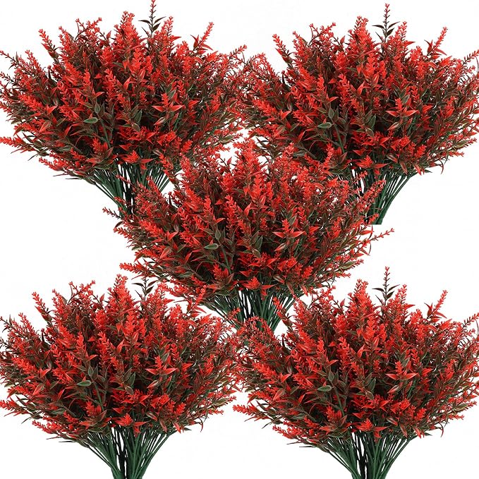 RECUTMS Spring Fall Decoration, Artificial Fake Outdoor Plants Flowers, 36 Pcs Faux Fall Orange Flower for Planter Pot UV Resistant for Outside Porch Home Patio Garden Window Box Decoration(Orange)