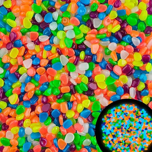4000pcs 5-8mm Colorful Glowing Pebbles Glow Pebbles Aquarium Rocks Glow in The Dark Decorative Stones for Walkways Driveway Yard Grass Fish Tank Plant Pots