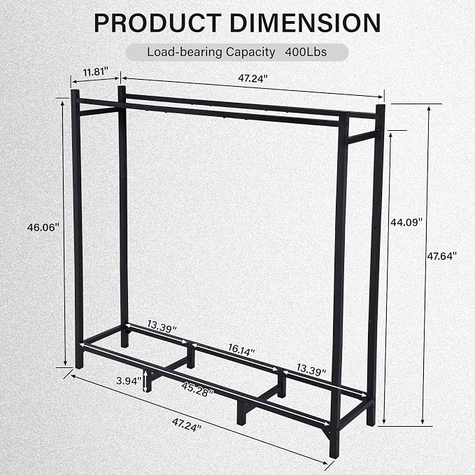 TC-HOMENY Log Rack with Cover Outdoor and Zipper, Waterproof Windproof Sun-Proof Fire Wood Storage Racks Indoor Outdoor Wood Racks for Fire Wood Holder