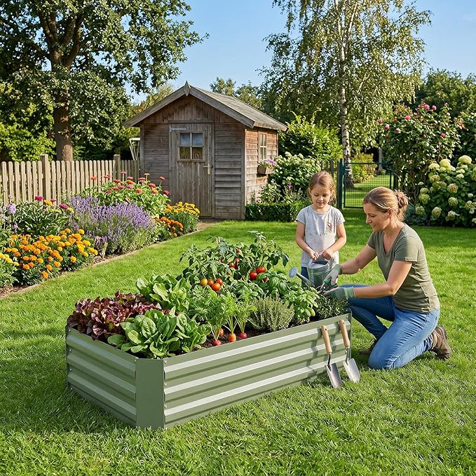 Aoodor 4 x 2 x 1 ft Raised Garden Bed for Patio Garden Lawn, Bed Only, Set of 2