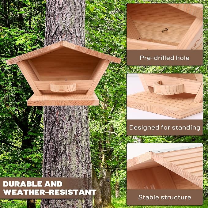 Cedar Wood Mourning Dove Nesting Box – Open Dove House for Outside, Weatherproof, Long-Lasting, Easy to Assemble, Hanging Roosting Platform Birdhouse for Doves, Blackbirds, Robins & Pigeons