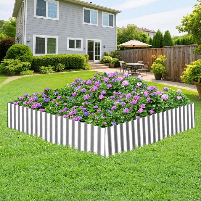 Vehipa Garden Edging Brooder for Landscaping, 12" x 30 Ft Corrugated Landscape Edging, Garden Bed Edging Lawn Edging for Flower Bed, Landscape Border for DIY Lawn, Yard (Silver)
