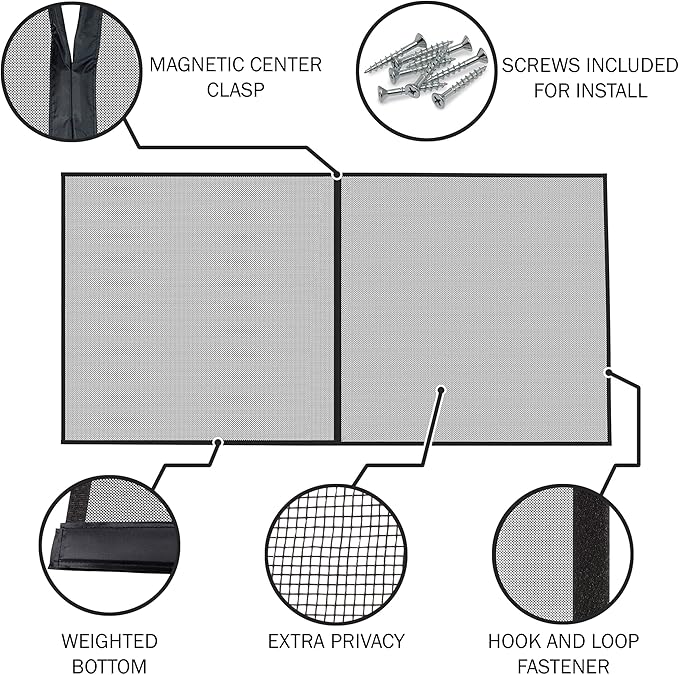 Magnetic Garage Door Screen for Two Car Garage- Heavy Duty Weighted Garage Enclosure Curtain for Mosquito, Insect and Sun Protection by Pure Garden