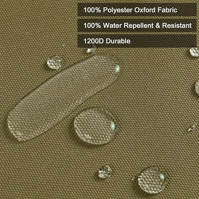 Thickened Waterproof Canvas Fabric by The Yard, 1200D 58" W Outdoor Upholstery Material Heavy Duty Fabric Water Resistant Sewing Material for Chair Patio Cushion Purse Bag, 5 Yard Khaki