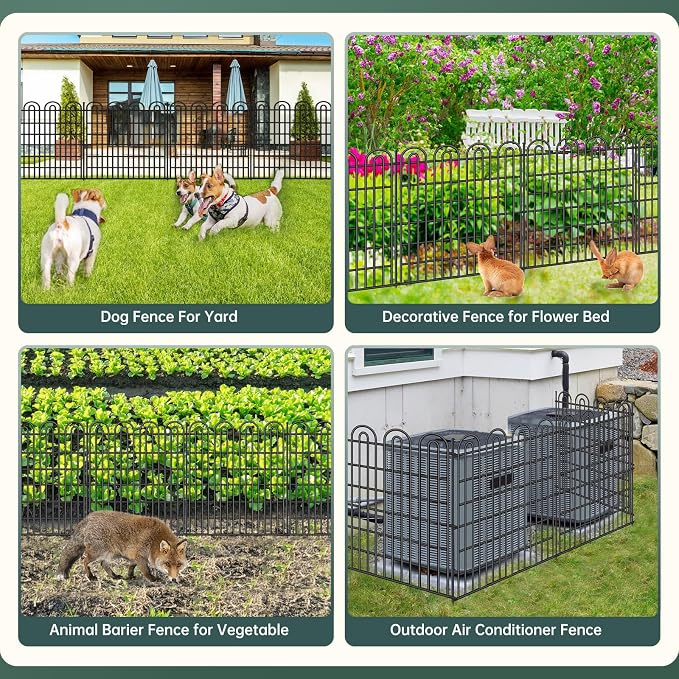 10 Panels Tall Garden Animal Barrier Fence, 33 in(H) X 24.5 ft(L) No Dig Decorative Garden Fence Outdoor for Yard, Heavy Duty Rustproof Metal Edging Border for Dog, Rabbits