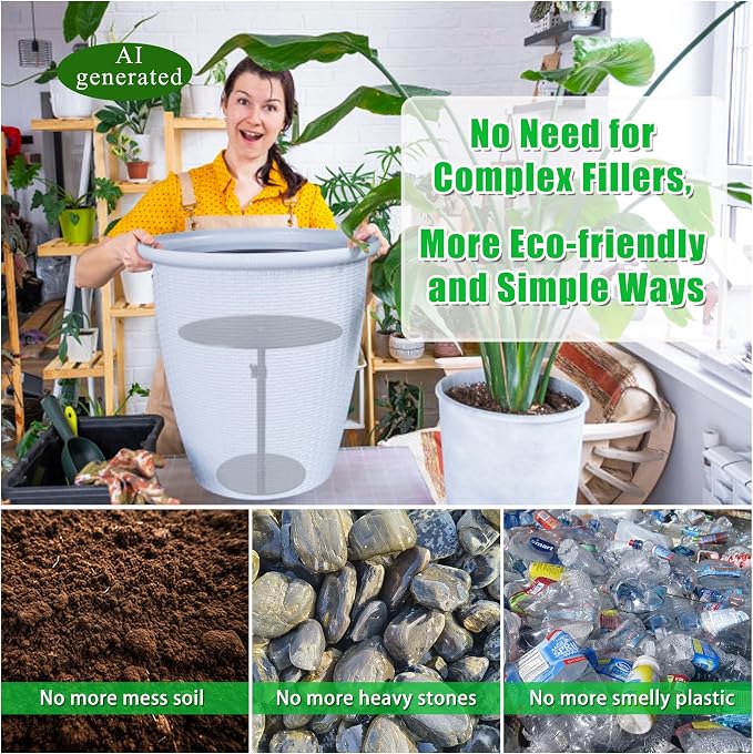Adjustable Plant Risers for Inside Pots, 17-31" Rise Planter Insert Filler for Large Pots, Plant Lift Inserts Pot Risers for Indoor Outdoor Tall Taper Planter Container (6" 8" 10" Base Top, Set of 2)