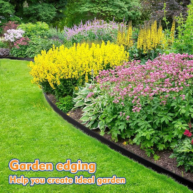 2 Inch x 133 FT (Multiple Sizes Available) Landscape Edging, Garden Edging Borders with 130pcs Upgrade Stakes, Flexible No Dig Plastic Garden Border for Lawn, Landscaping, Flower Beds, tree and Yard