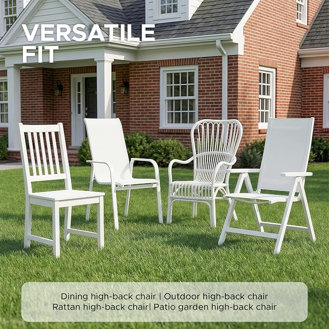 Outdoor Chair Cushions 20x20, Water-Resistant & Fade-Resistant, Patio Furniture Lawn Dining Chair Seat Replacement with High Back, Ties Zipper, Removable Cover, Set of 2, Natural